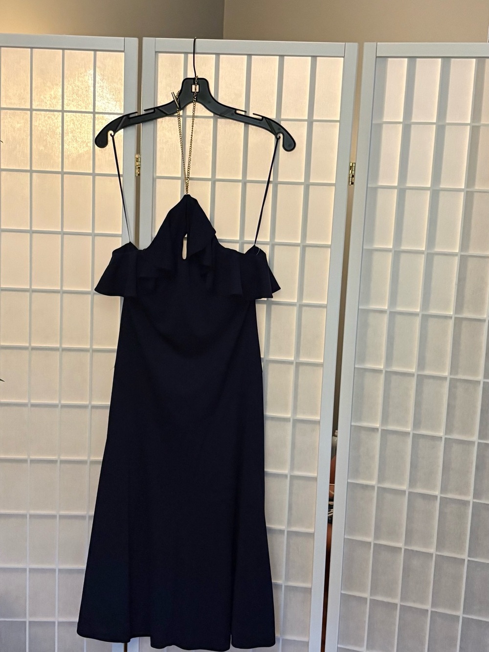 Ralph Lauren Elegant Dress Navy Blue With Gold Chain Strap